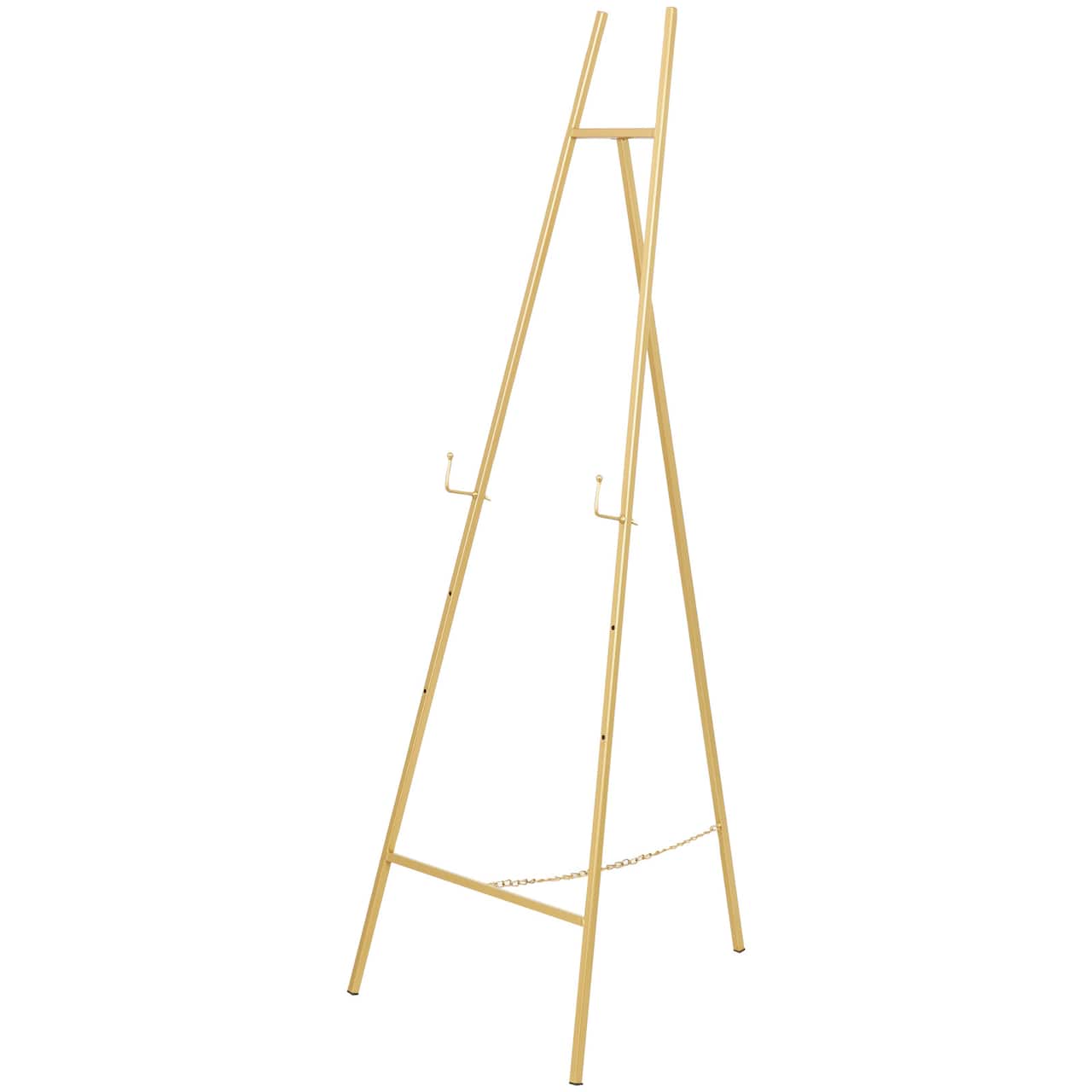 56&#x22; Gold Metal Geometric Tall Adjustable Floor 3-Tier Easel